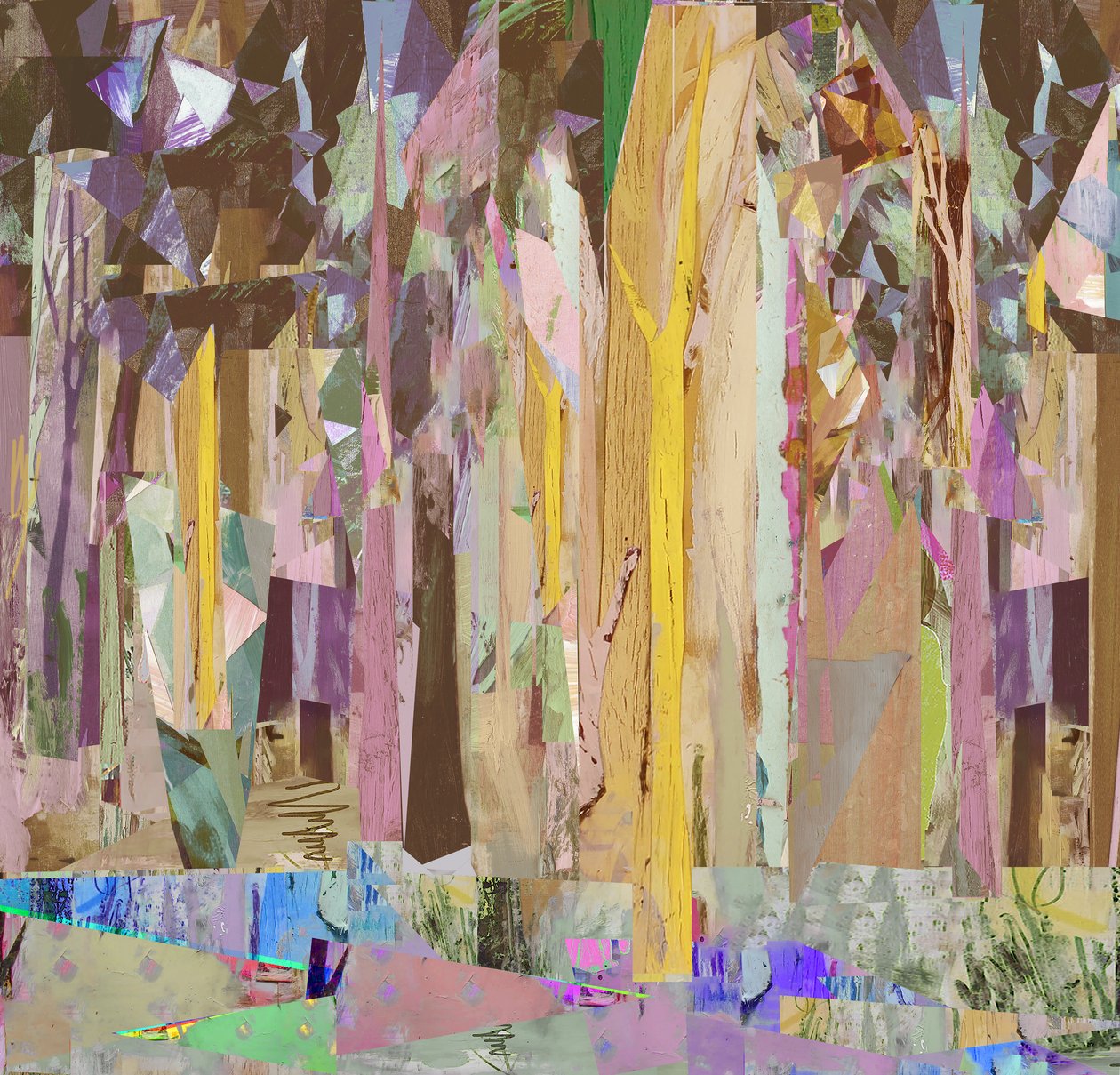 Copse/Fragments, 2017, Mixed Media on Wood Panel. af David McConochie