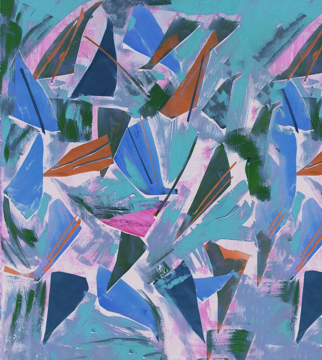 Ground Sample in Blue, 2017, Collage på papir af David McConochie