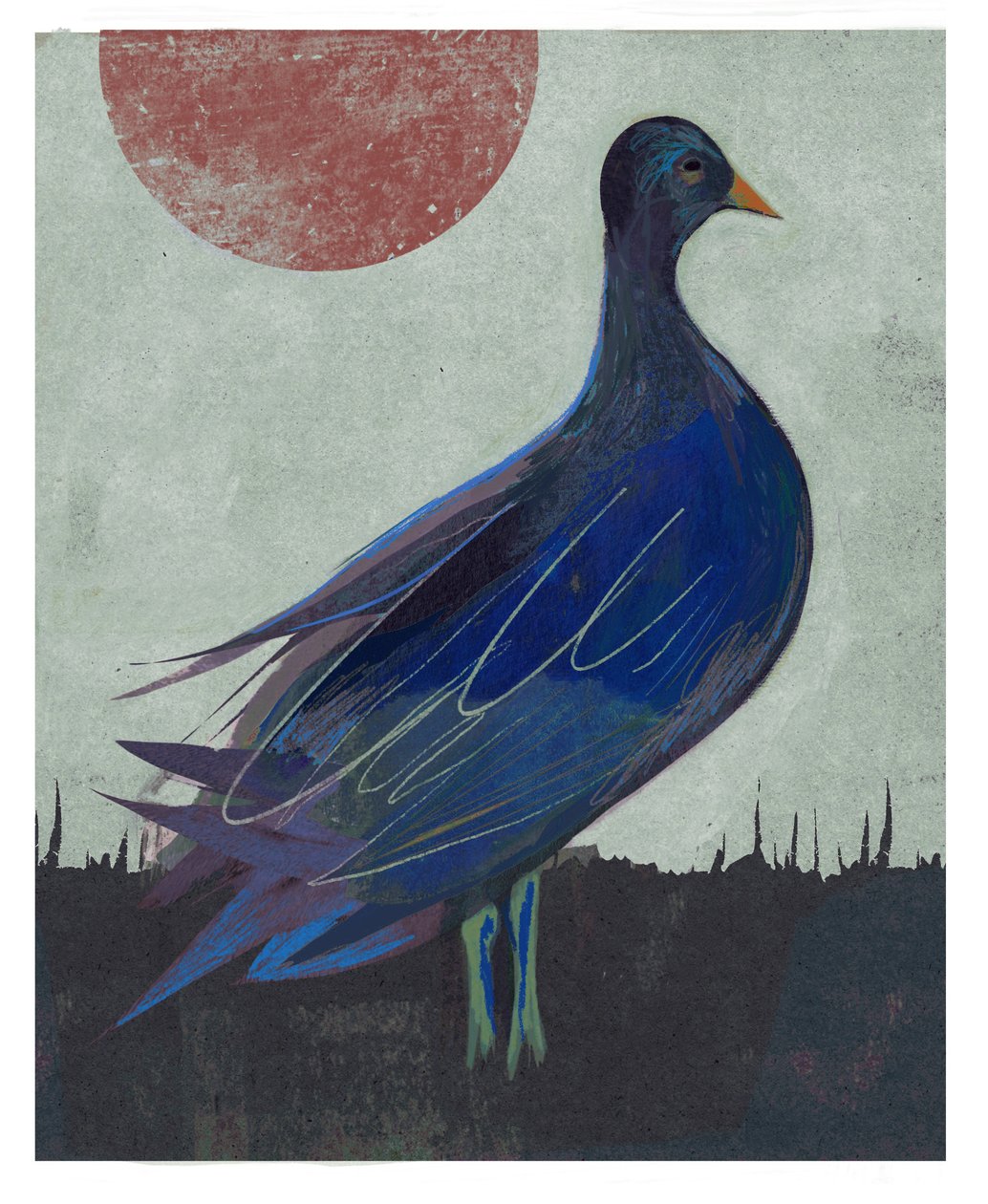 Pigeon Blues, 2023 (blandet medie) af David McConochie