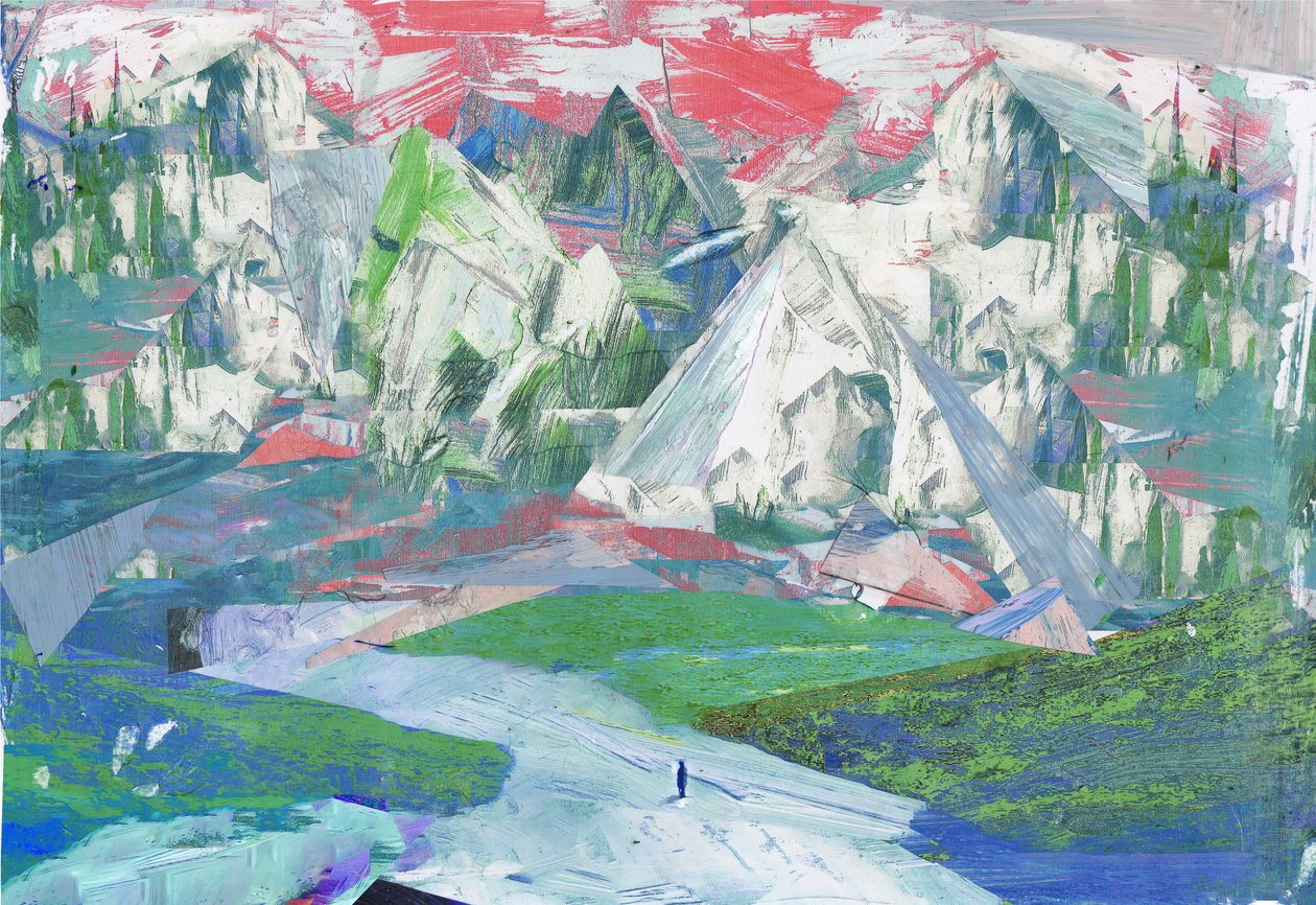 Sawtooth II, 2017, Blandede medier på træpanel af David McConochie