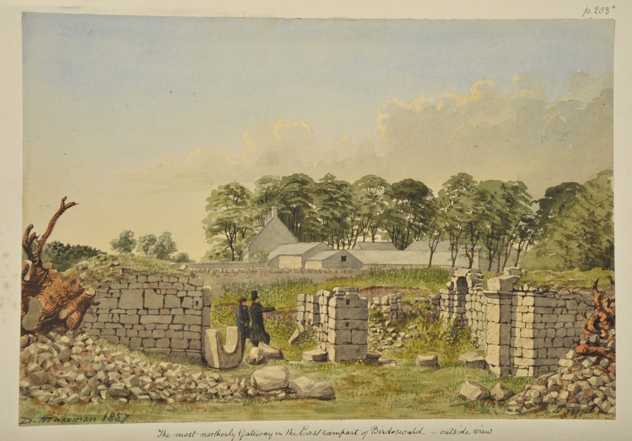 Østporten ved det romerske fort i Birdoswald, 1857 af David Mossman