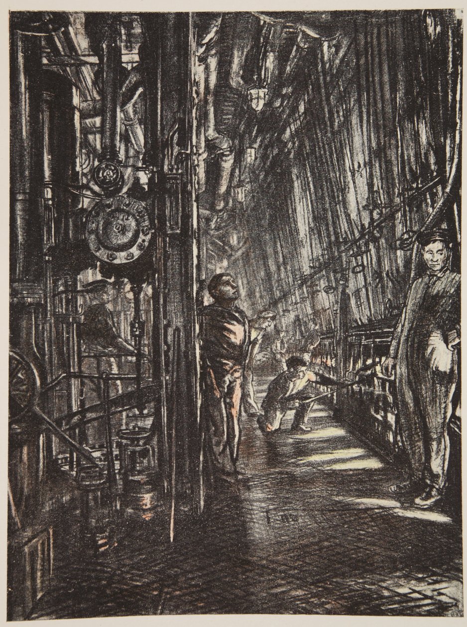 Et kedelrum på et slagskib, illustration fra 