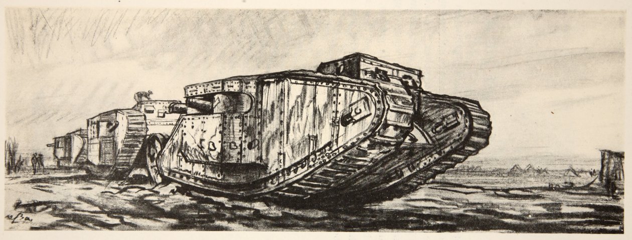 En række kampvogne, illustration fra 