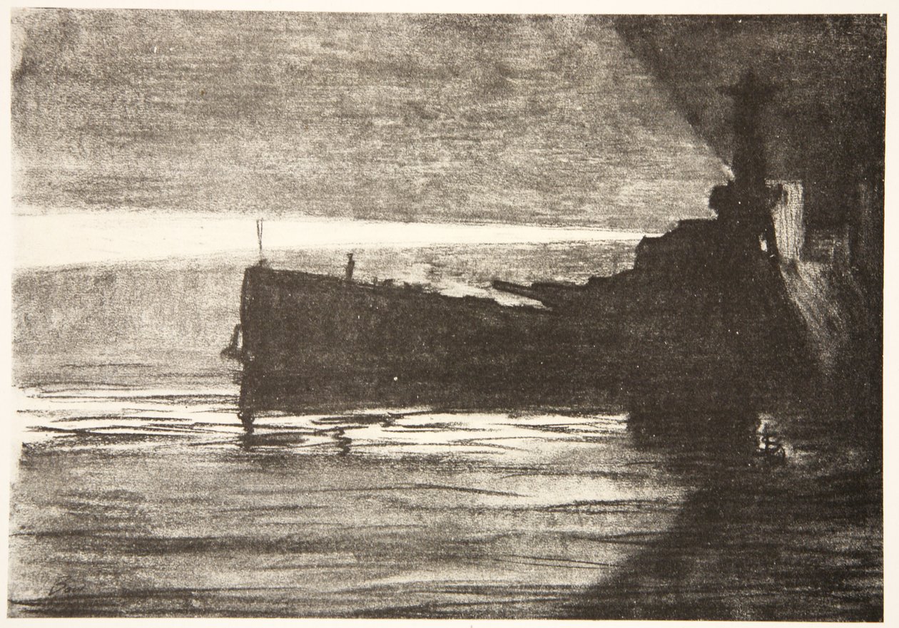 Nærmer sig et slagskib om natten, illustration fra 