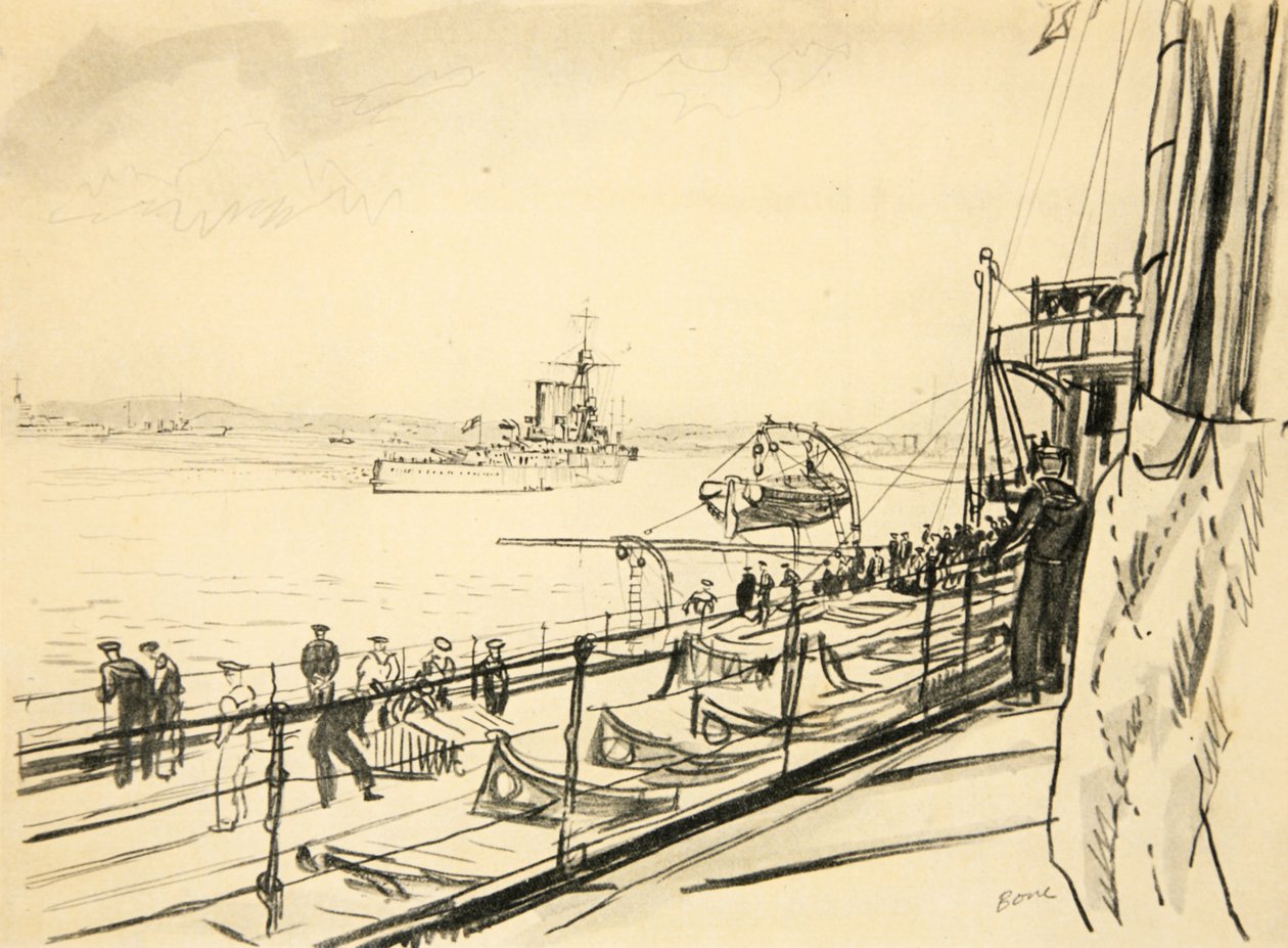 Fra agterdækket på et slagskib, illustration fra 