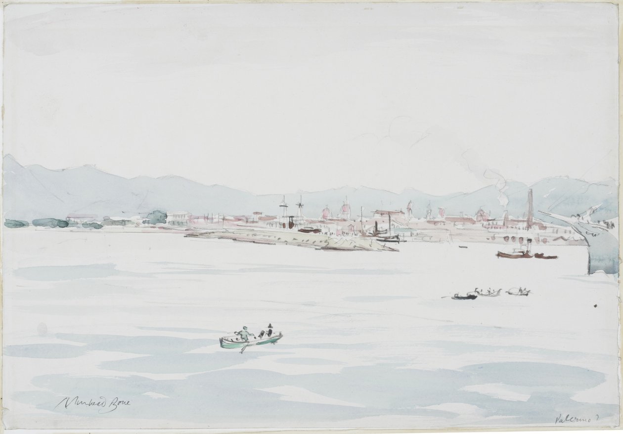 Palermo (blyant og akvarel på papir) af David Muirhead Bone