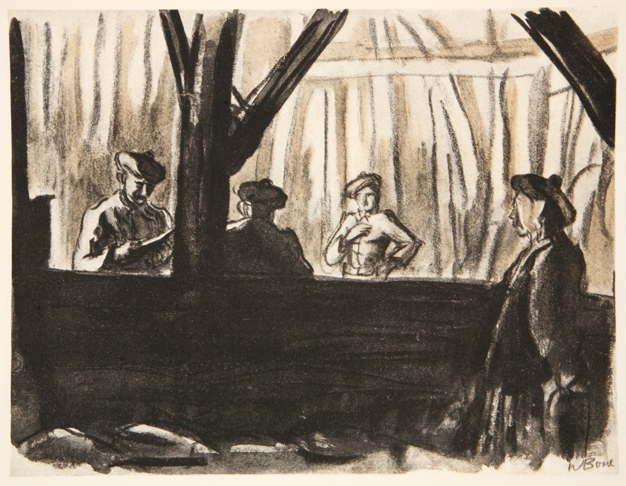 Skotske soldater i en fransk lade, illustration fra 