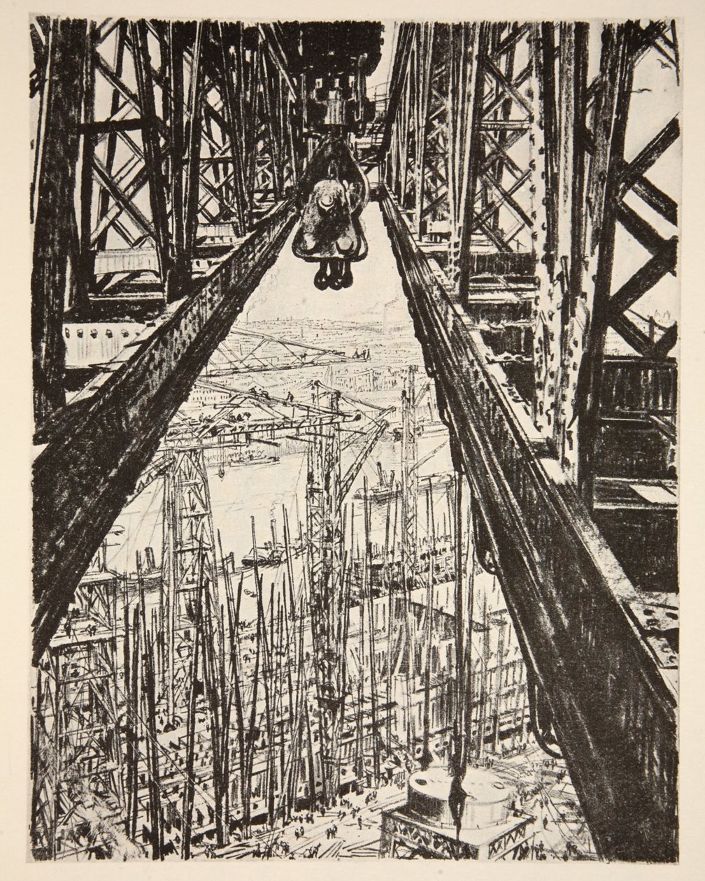 Skibsværft set fra Big Crane, illustration fra 