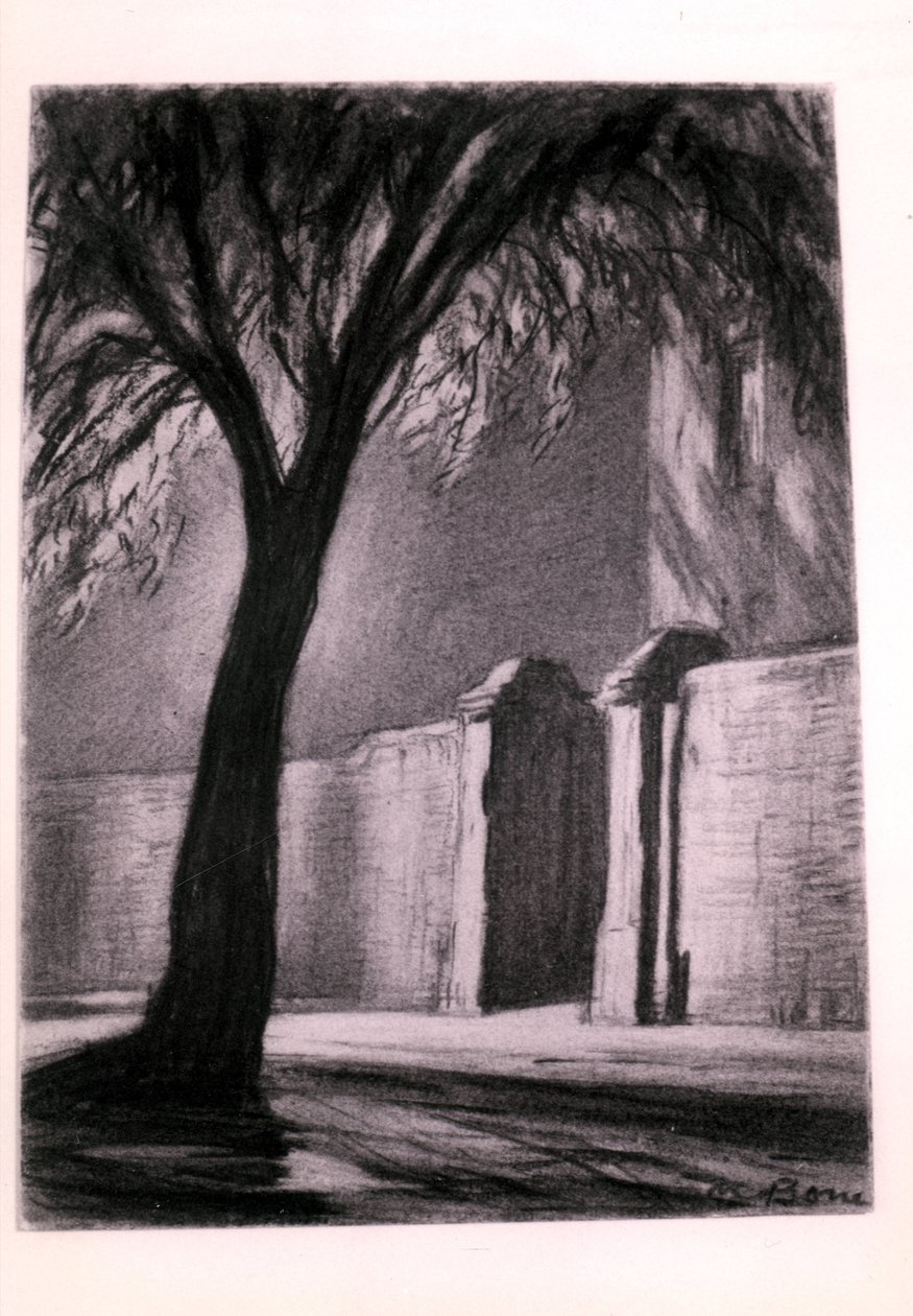 Suburban Night, ca. 1920 (kul) af David Muirhead Bone