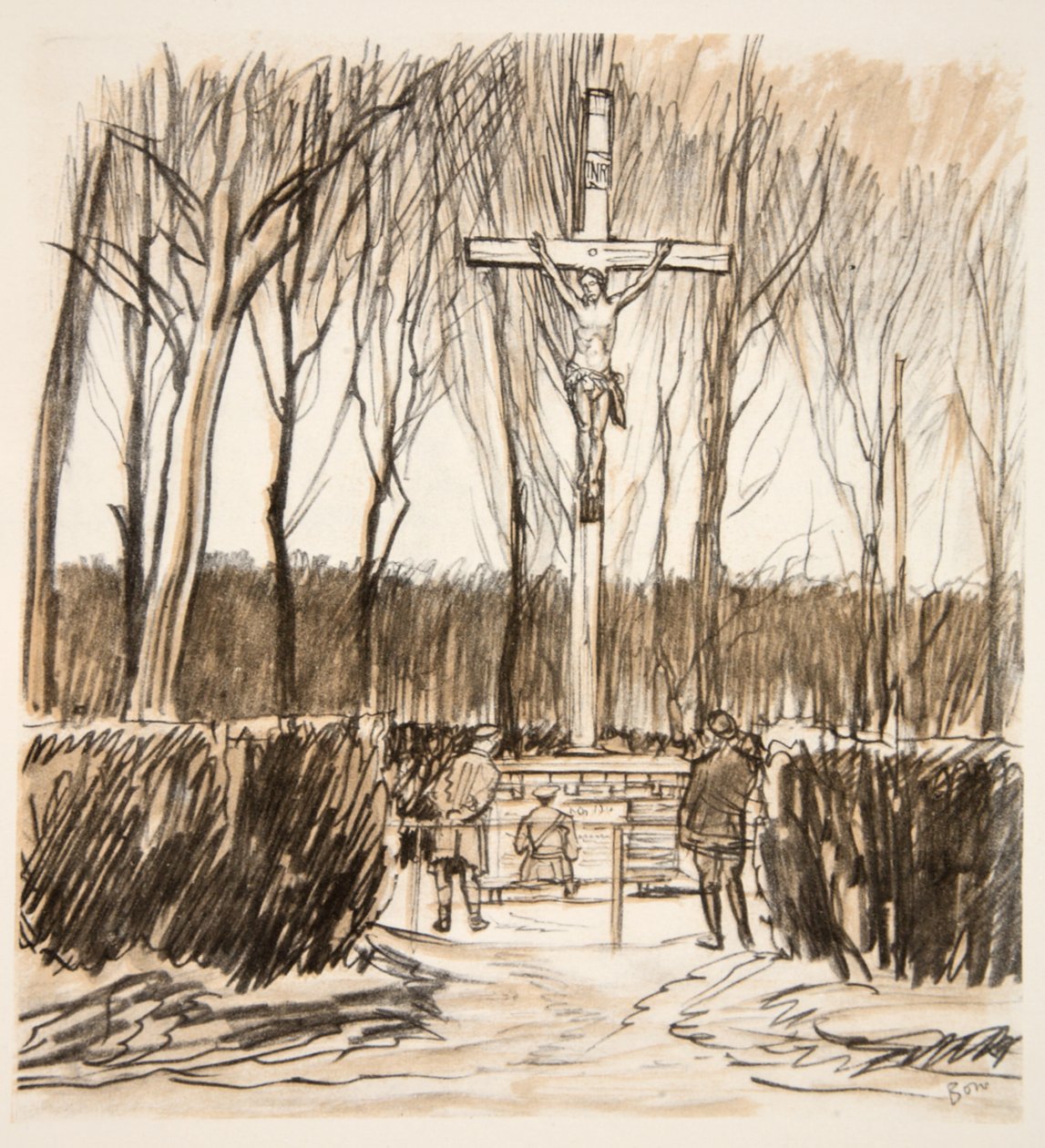 Mindesmærket på marken ved Agincourt, illustration fra 