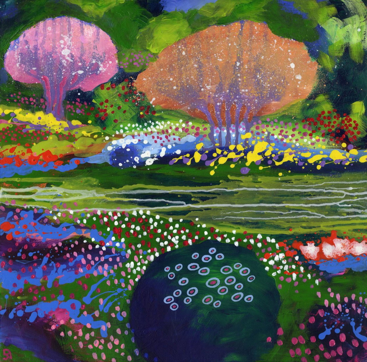 Bee Garden, 2017 (akryl på lærred) af David Newton