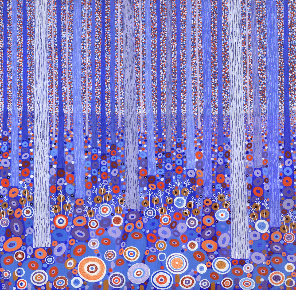 Blue Orange Forest, 2015 (akryl på lærred) af David Newton