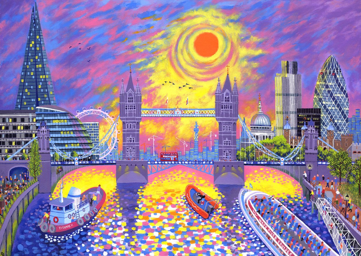 Solnedgang: Pool of London, 2013 af David Newton
