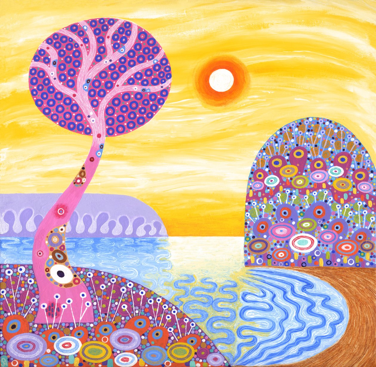 Sunset Cove, 2016 (akryl på lærred) af David Newton