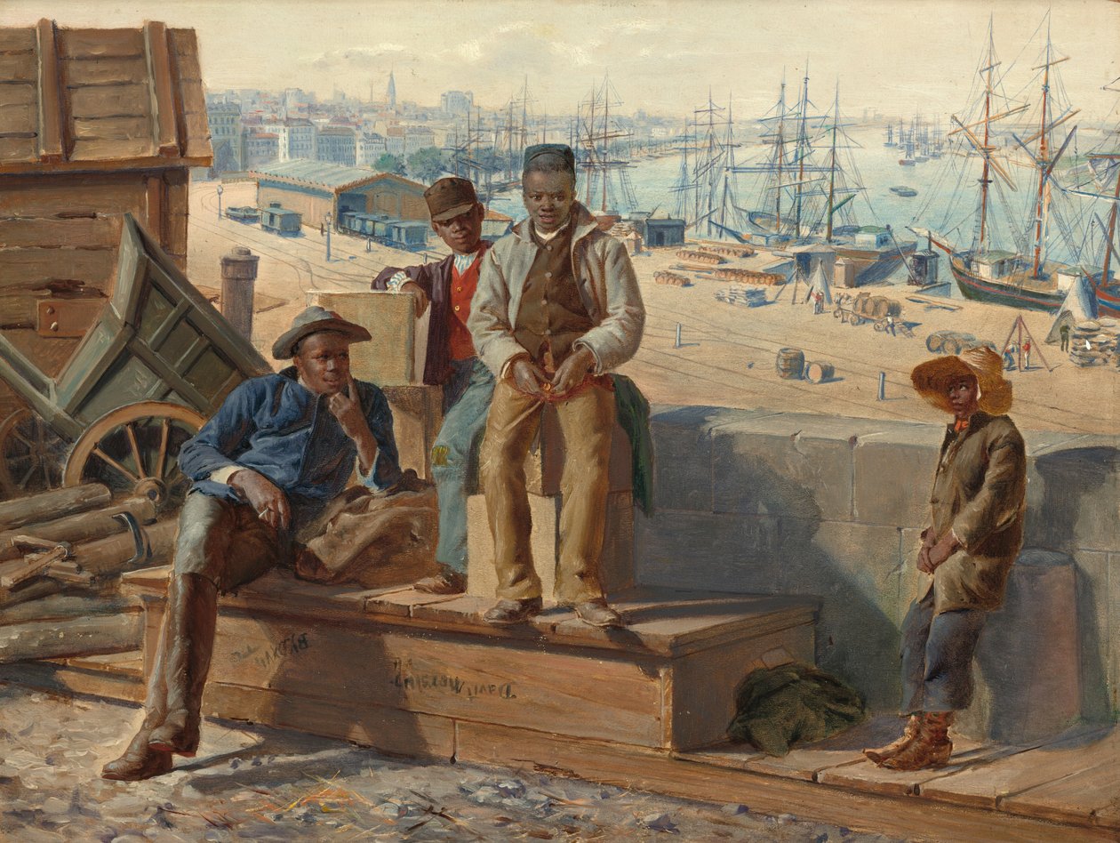 Black Boys on the Quayside, ca. 1865. af David Norslup