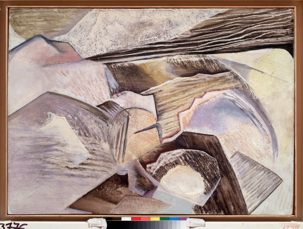 Kubistisk komposition - Maleri af David Petrovich Sterenberg (1881-1948), olie på træ af David Petrovich Sterenberg
