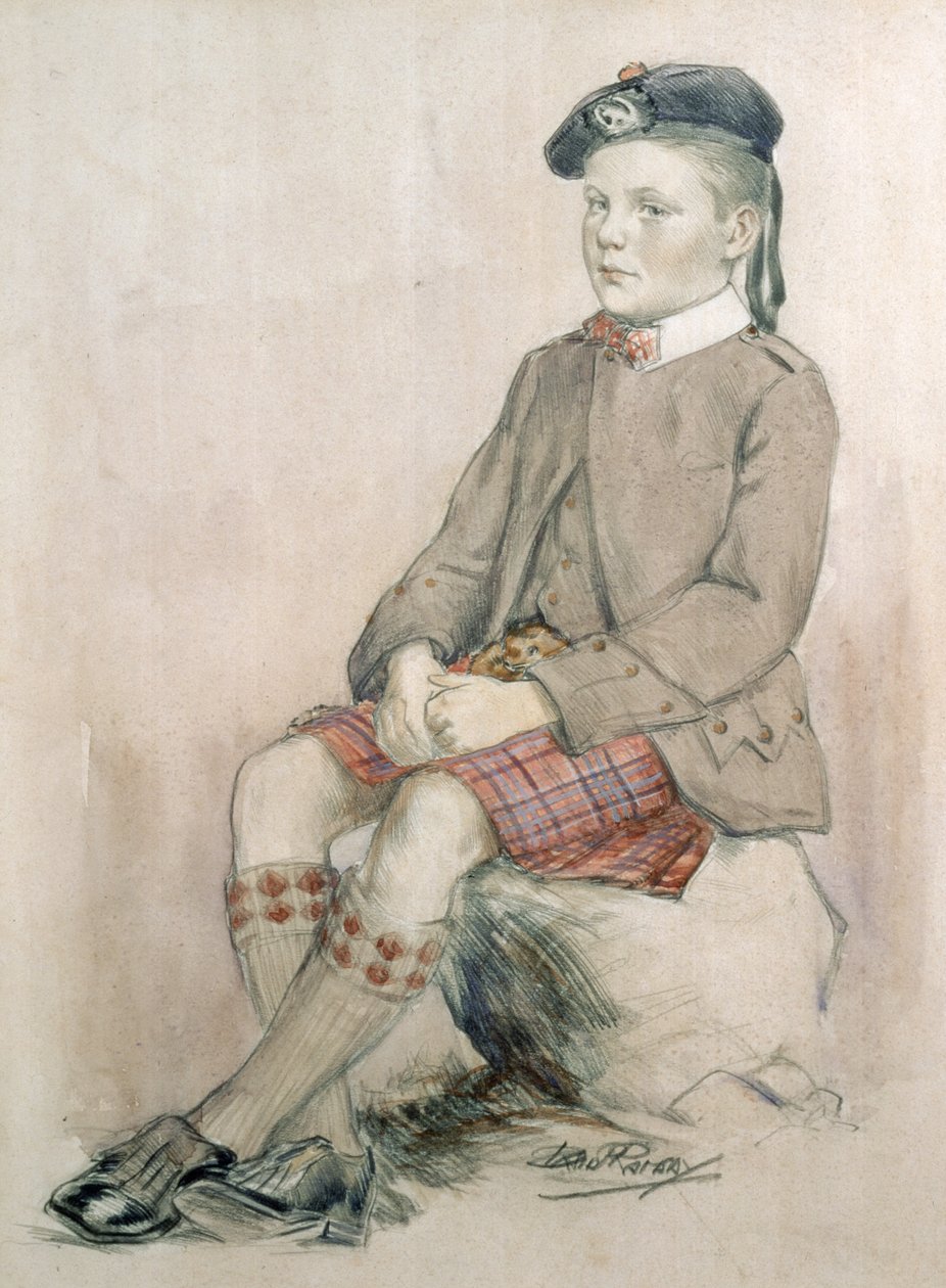 Prins af Wales, efter Edward VIII, 8 år, iført Royal Stewart Tartan af David Ramsay