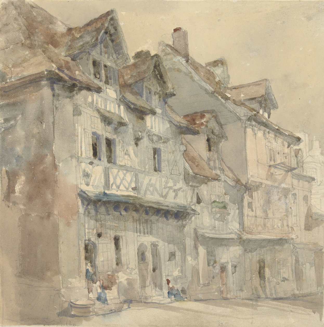 Huse i Dieppe af David Roberts (attributed to)