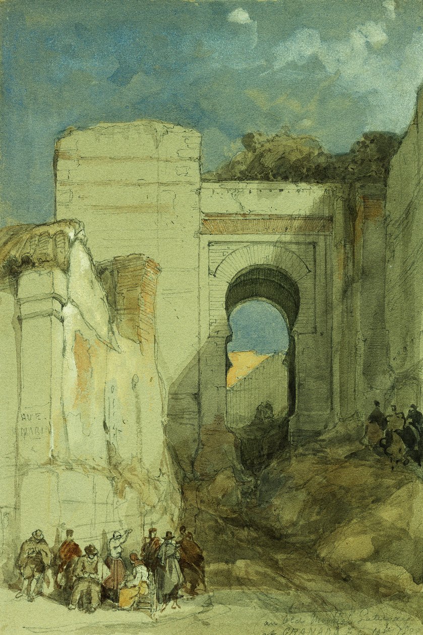 An Old Moorish Gateway, Granada, 1883 af David Roberts