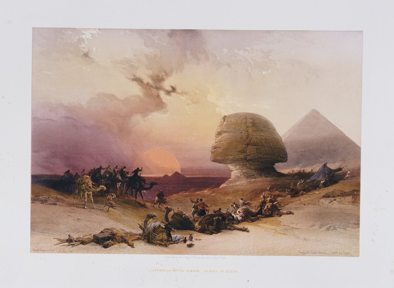 Simooms tilgang. Gizehs ørken, fra "Egypten og Nubien) af David Roberts