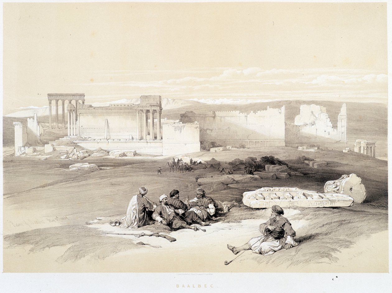 Baalbec (Baalbek) i Libanon, tegning lavet 05/05/1839 i “The Holy Land””, London 1849 af David Roberts