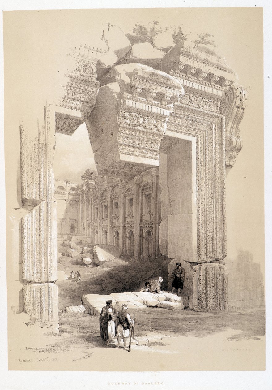 Baalbek Gate i Libanon, tegning lavet den 07/05/1839 i "The Holy Land"", London 1849 af David Roberts