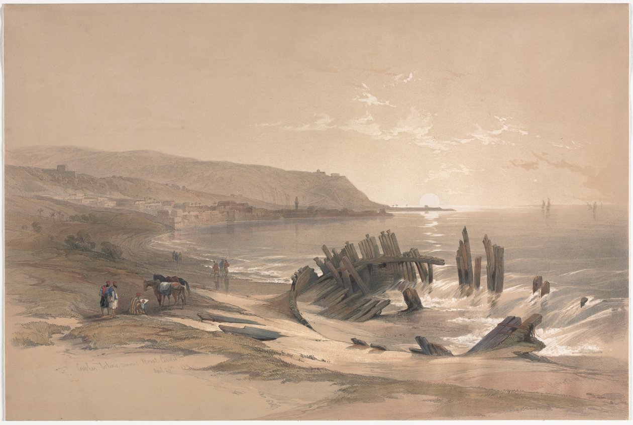 Kaifas ser mod Karmelbjerget, 1839. af David Roberts