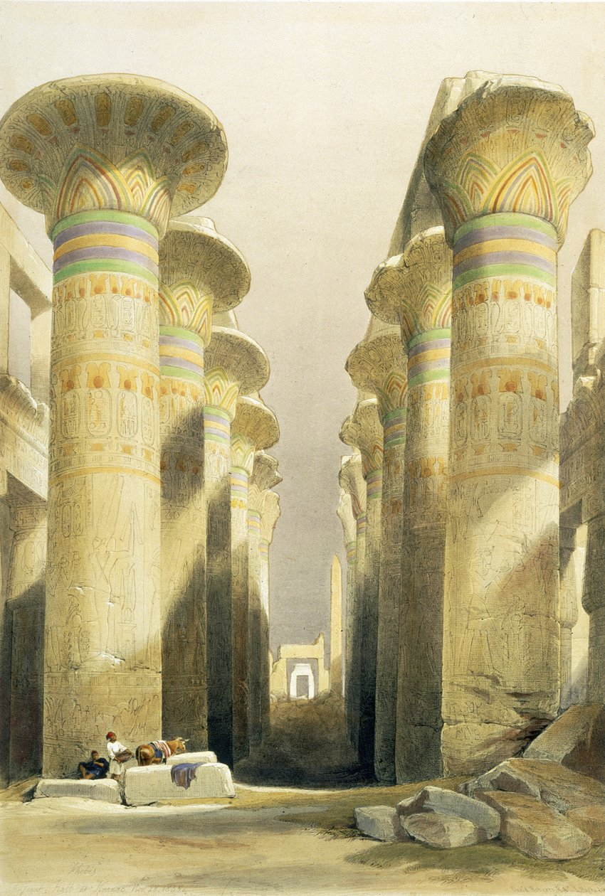 Central Avenue of the Great Hall of Columns, Karnak, fra Egypten og Nubia, Vol.1 af David Roberts