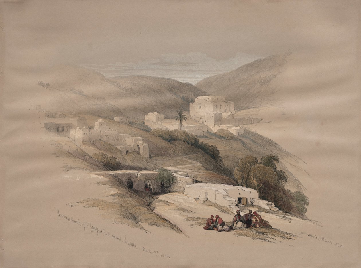 Christian Church of St. George at Ludd, oldtidens Lydda, 1839. af David Roberts