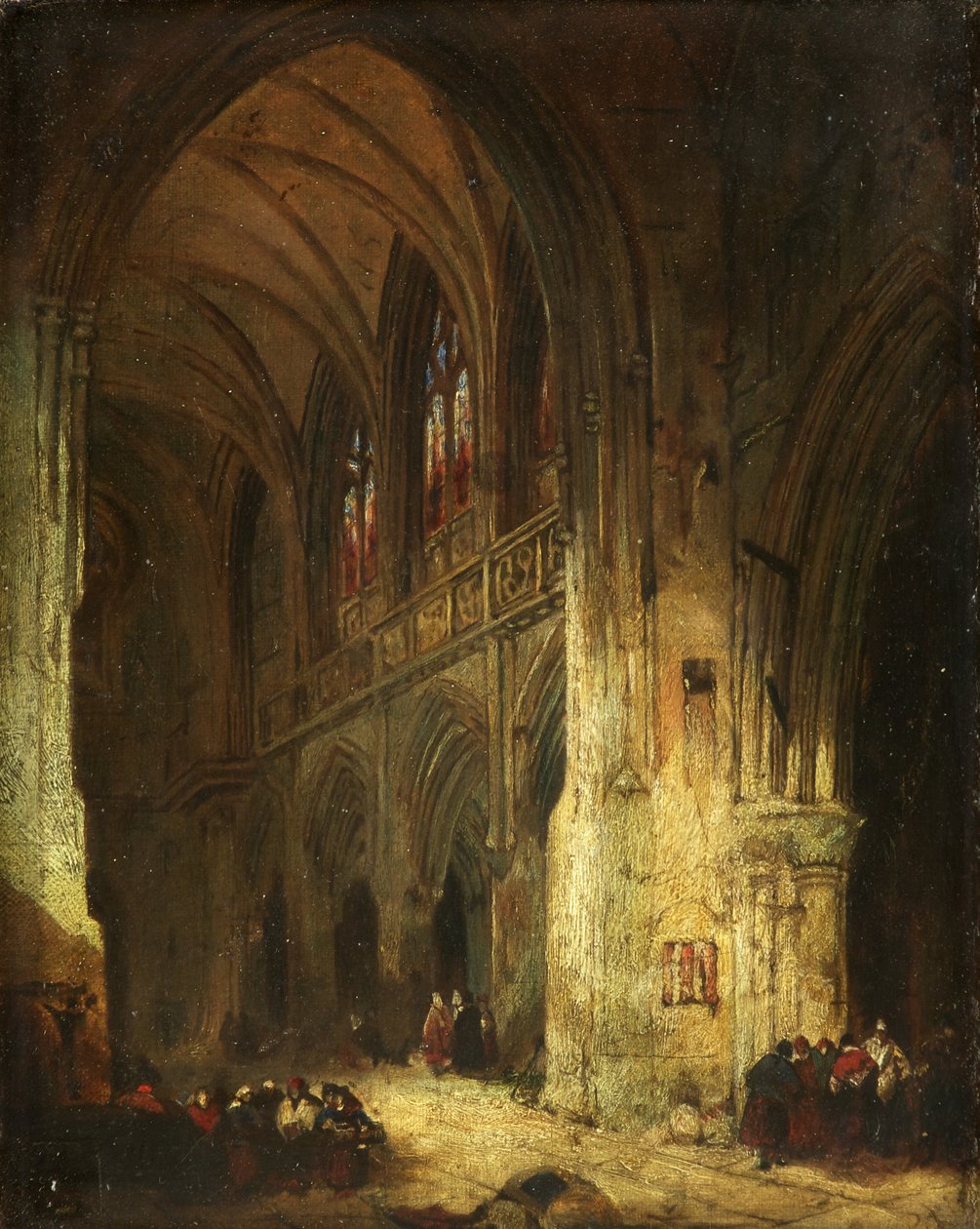 Kirkeinteriør (olie på lærred) af David Roberts