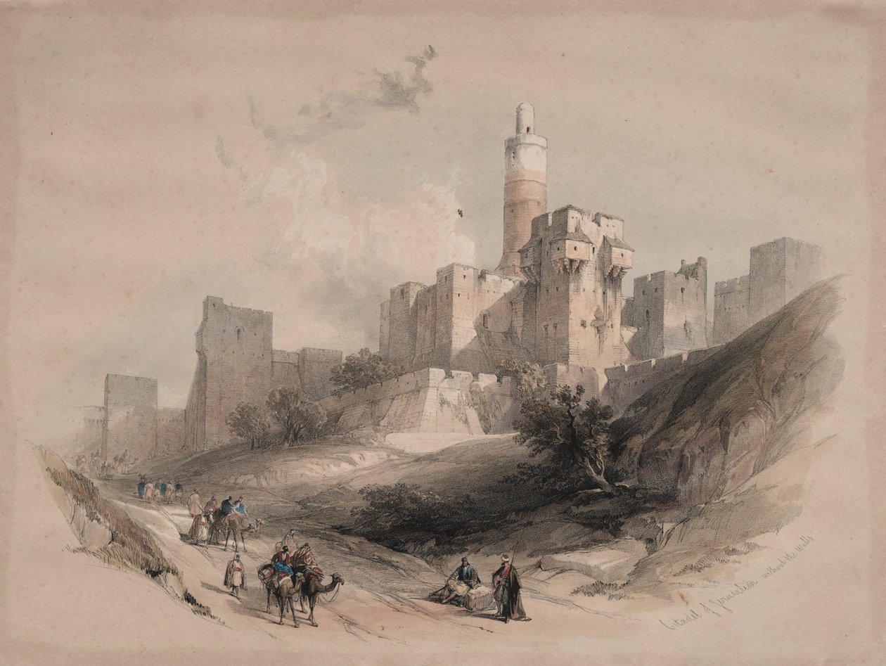 Citadel of Jerusalem, uden murene, Davids tårn af David Roberts