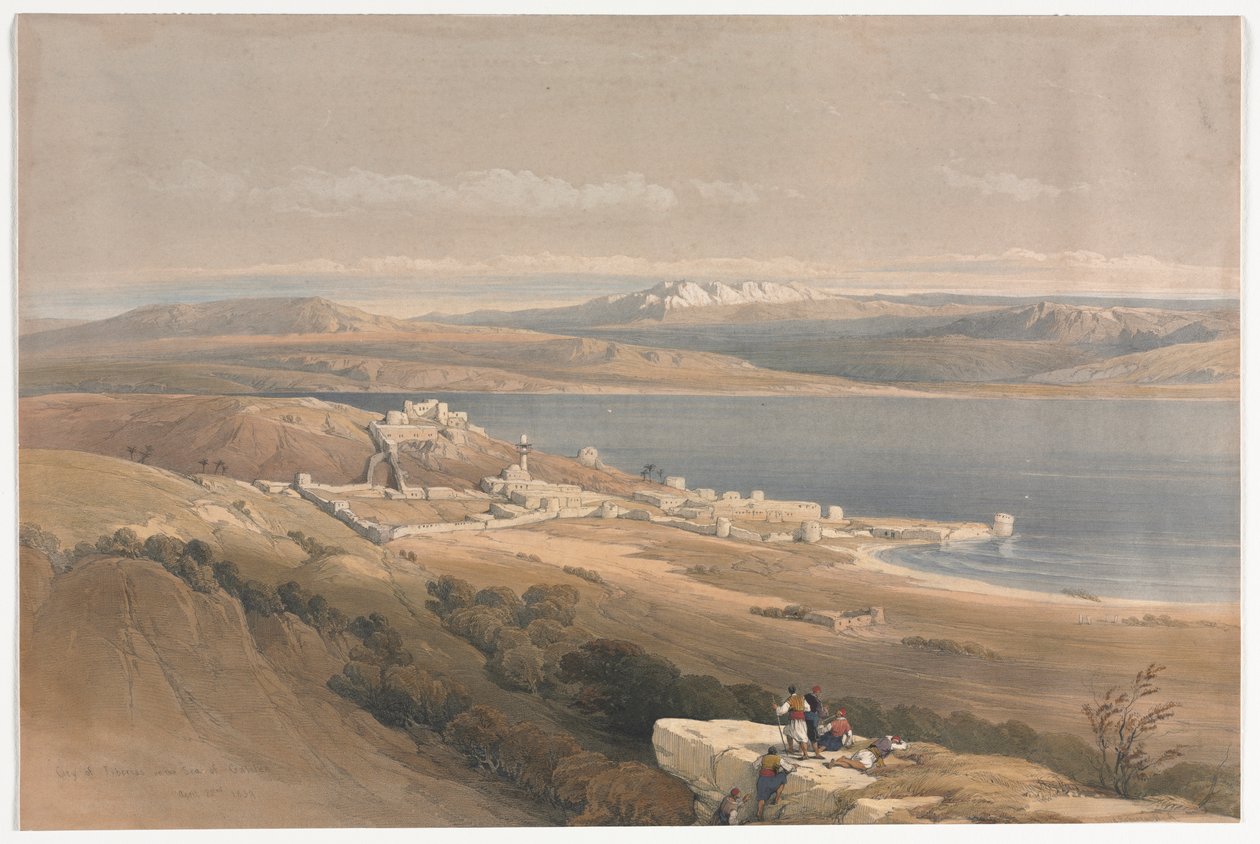 Byen Tiberias ved Genesaret Sø, med udsigt mod Hebron af David Roberts
