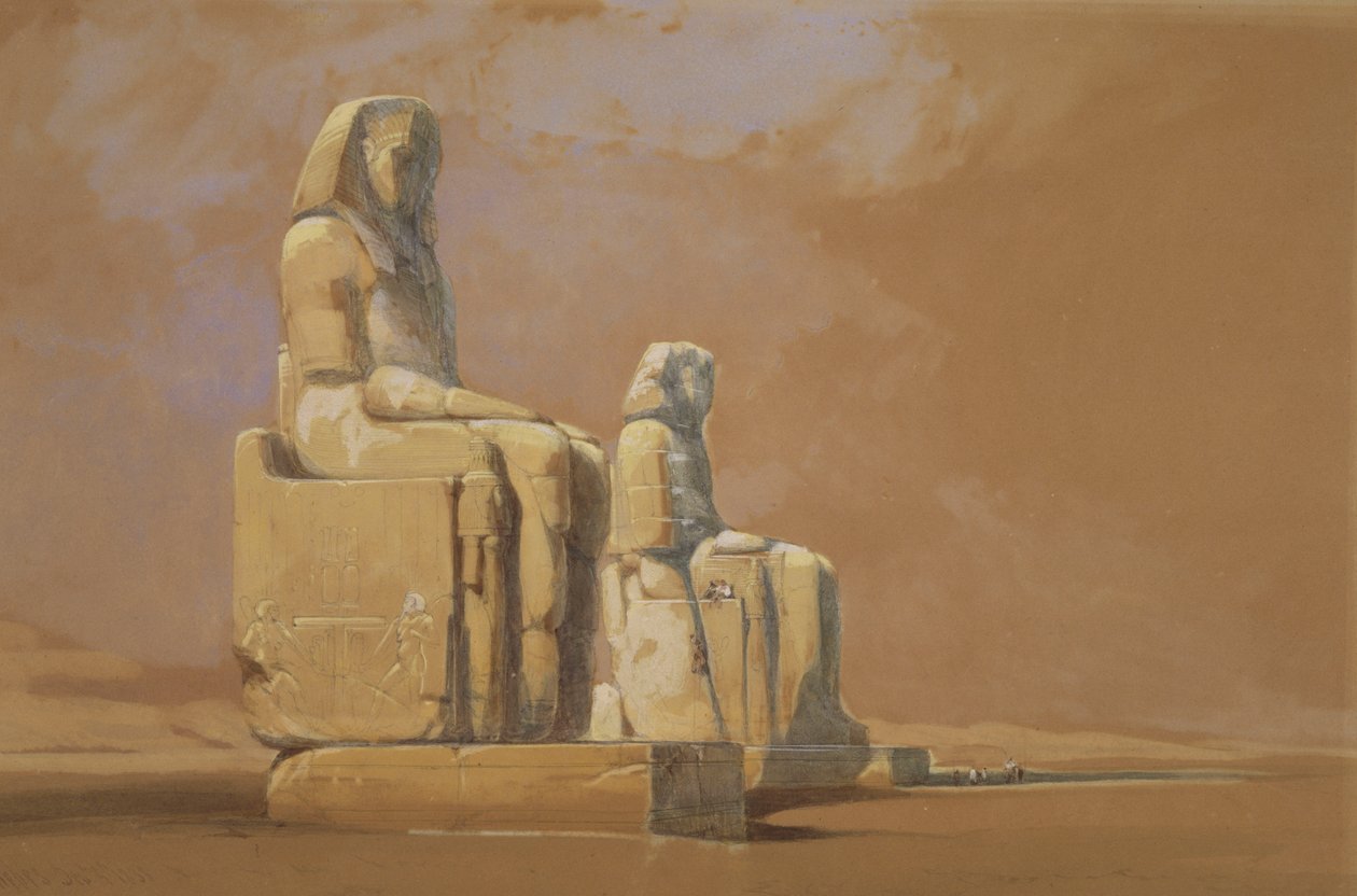 Colossi, Theben, 1838 af David Roberts