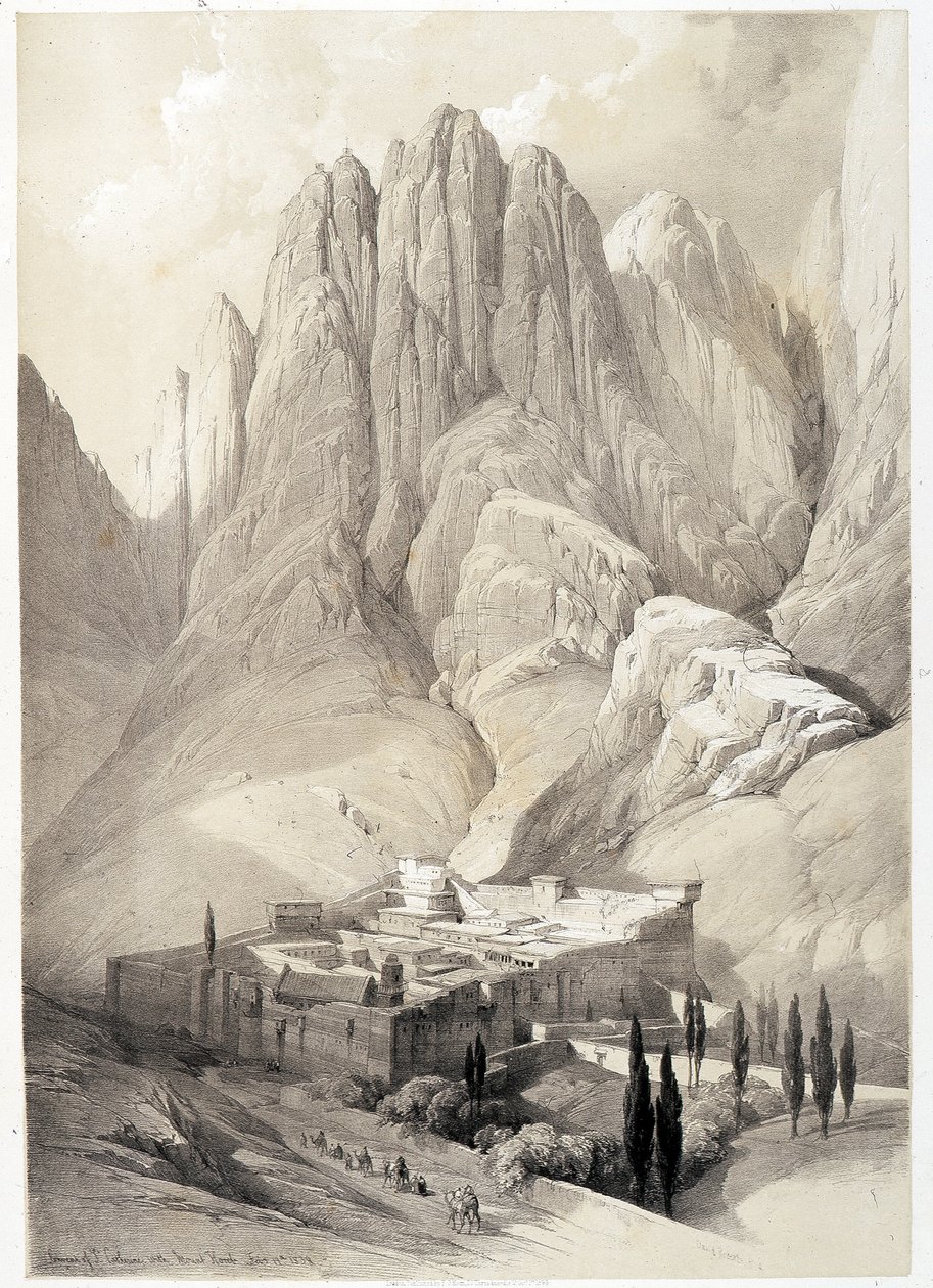 Kloster Saint Catherine, tegning lavet 19/02/1839 i "The Holy Land", London 1849. af David Roberts
