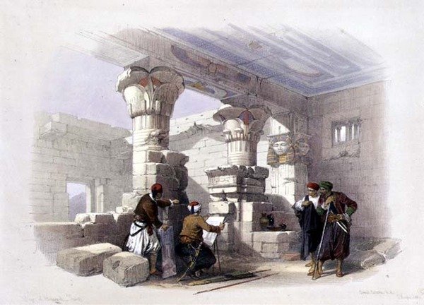 Deir Al-Madinah, Theben, fra "Egypt and Nubia", bind 1 (litografi) af David Roberts