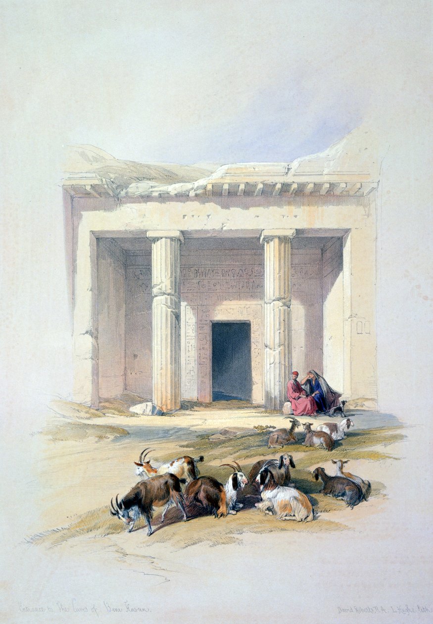 Indgang til Cave of Beni Hassan, 1800-tallet af David Roberts
