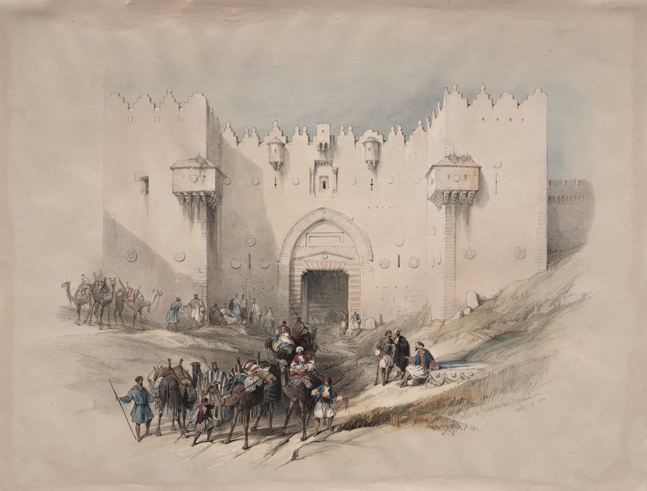 Damaskus port, Jerusalem af David Roberts