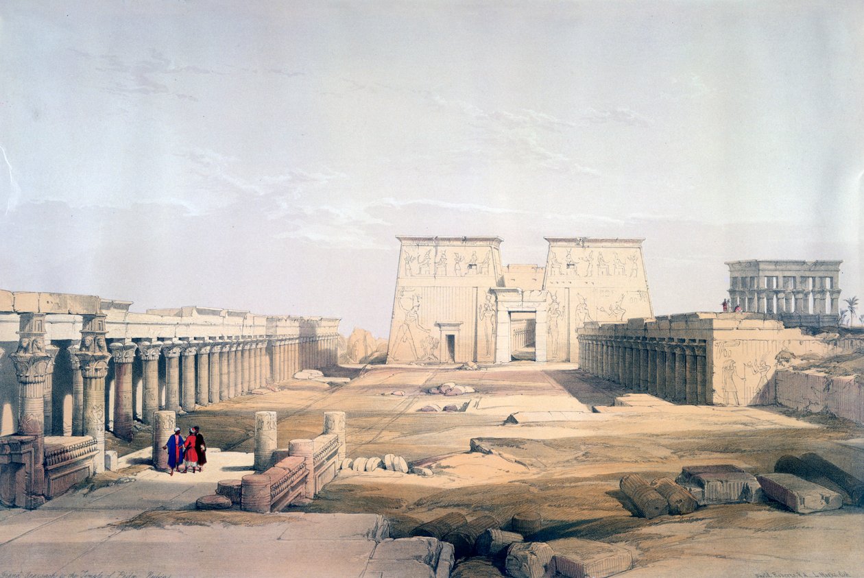 Grand Approach to the Temple of Philae, Nubia, 1800-tallet af David Roberts