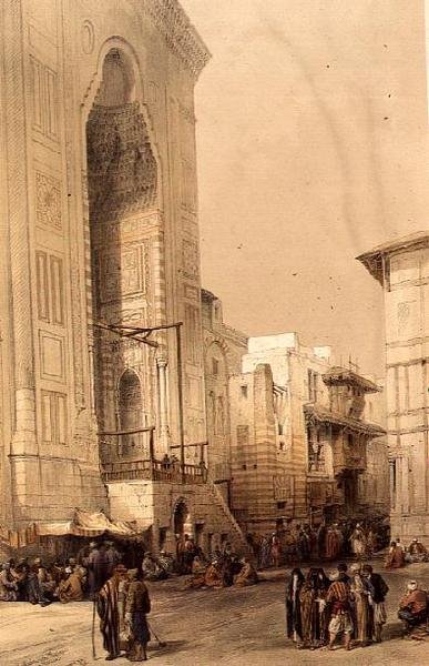 Grand Entrance til Sultan Hasans moske, fra "Egypt and Nubia", Vol.3 (litho) af David Roberts