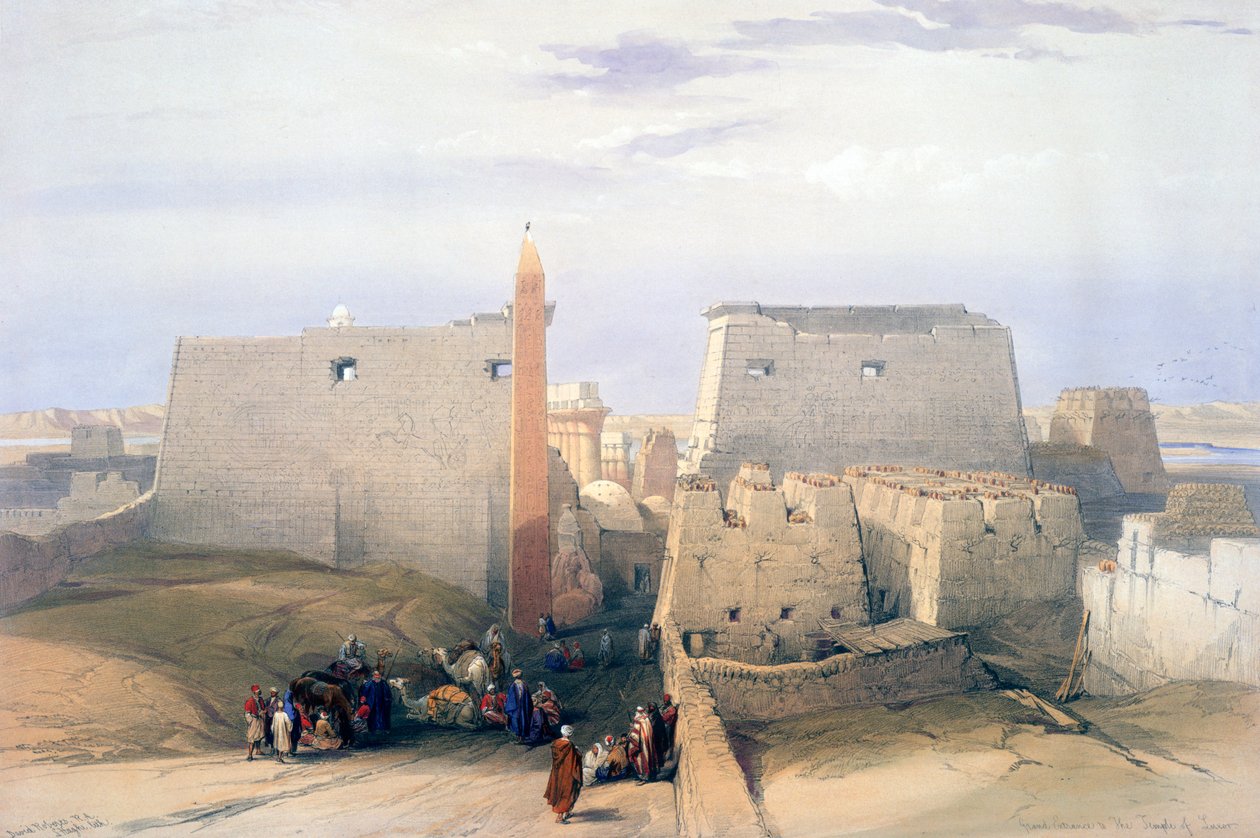 Stor indgang til Luxor-templet, 1800-tallet af David Roberts