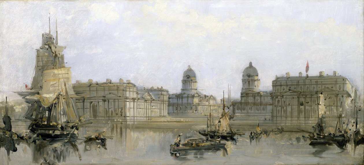 Greenwich Hospital, set fra Themsen (England). Olie på lærred, ca. 1860, af David Roberts (1796-1864). af David Roberts