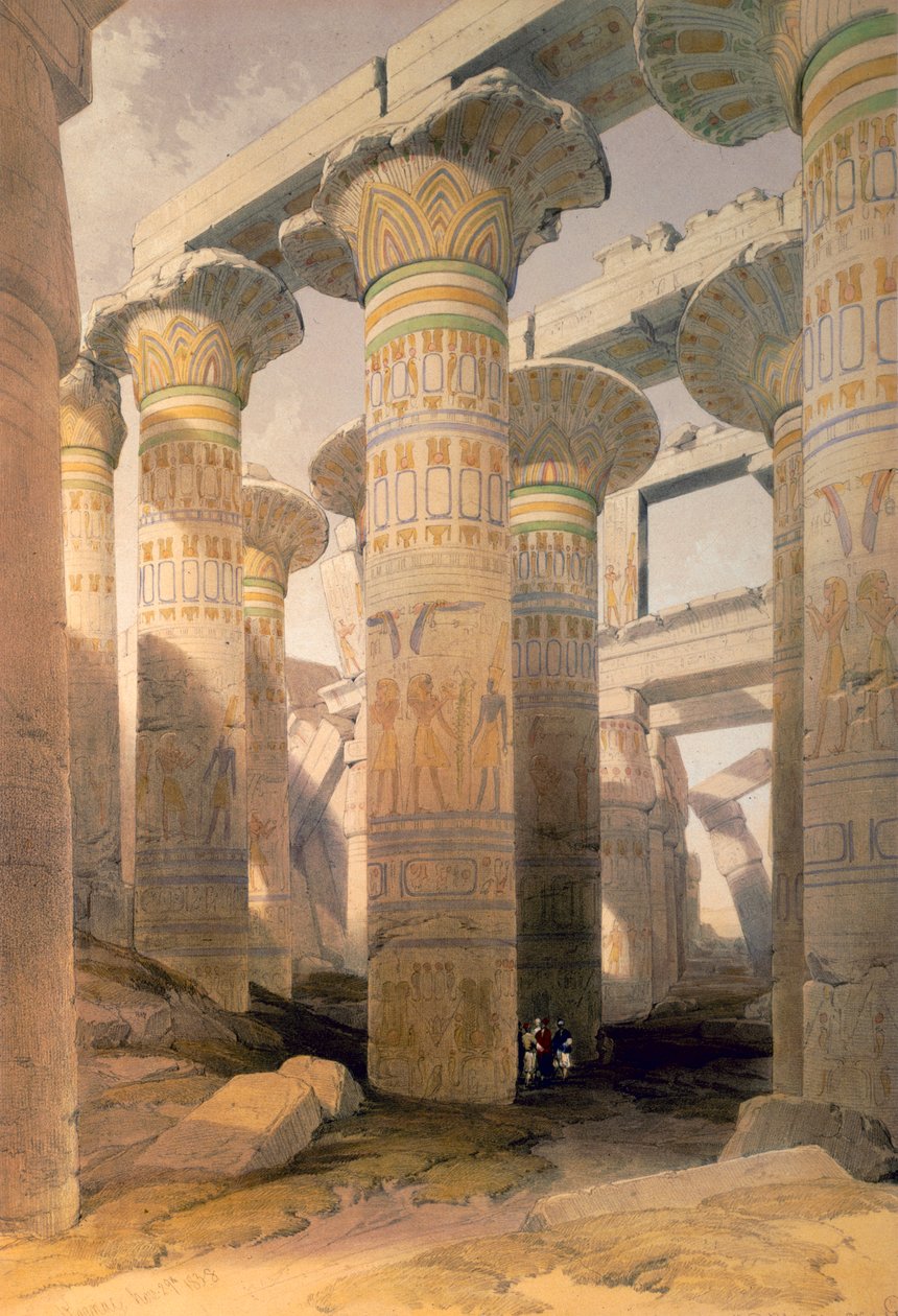 Hall of Columns, Karnak, Egypten, 1800-tallet af David Roberts
