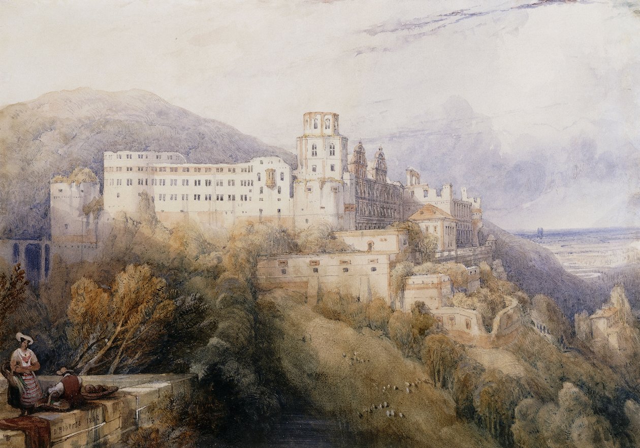 Heidelberg, Kurfyrstpaladset i Pfalz, 1832 af David Roberts