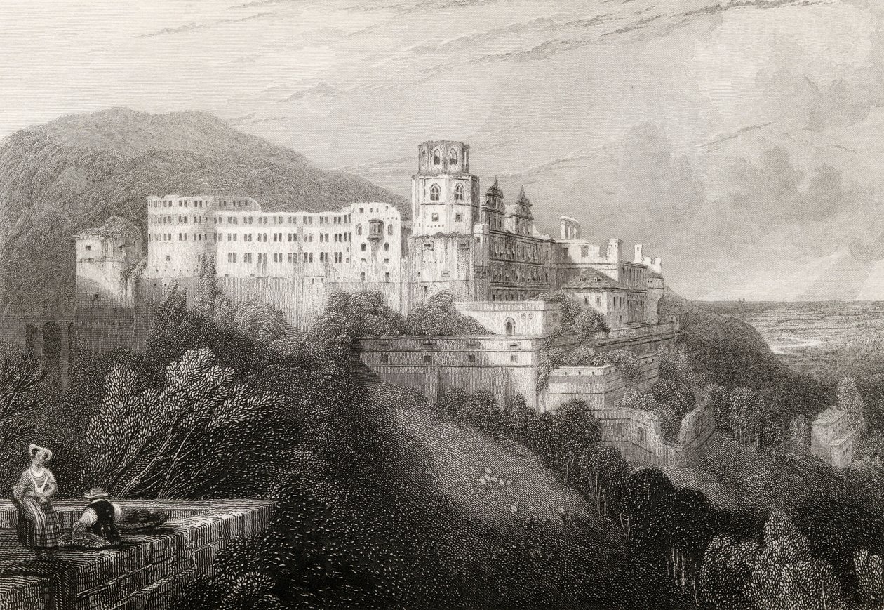 Heidelberg Slot, Heidelberg, indgraveret af J.T.Willmore i 