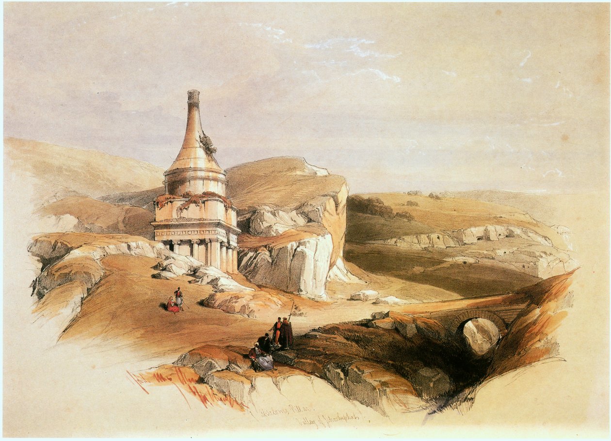 I det hellige land: Jerusalem, Kidron-dalen, Absaloms grav ... (foto) af David Roberts
