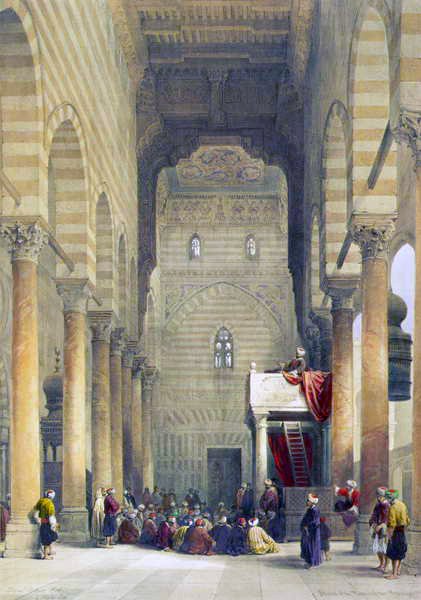 Interiør af Metwalys-moskeen (litho) af David Roberts