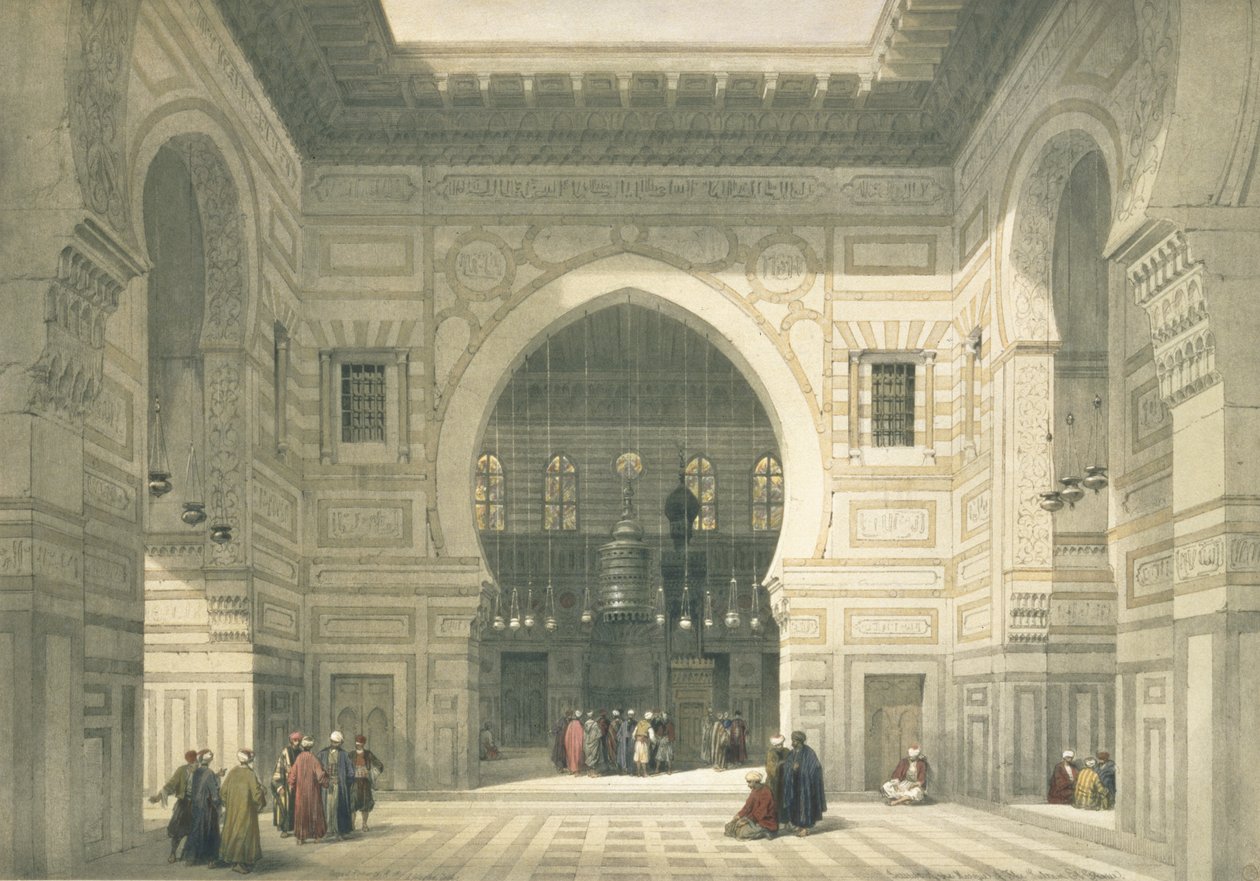 Interiør af Sultan Hasans moske, Kairo, fra Egypten og Nubien, Vol.3 af David Roberts