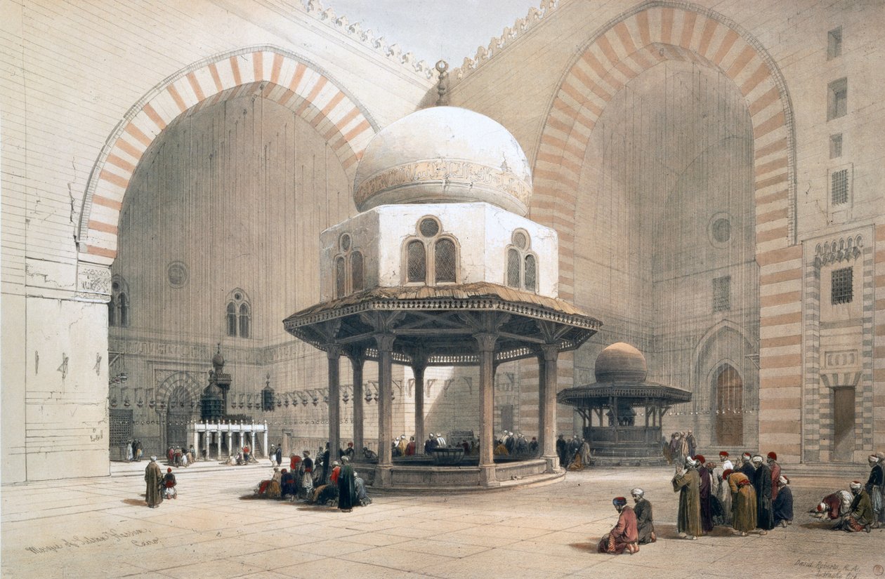 Interiør af Sultan al-Ghuris moske, Cairo, Egypten, 1800-tallet af David Roberts