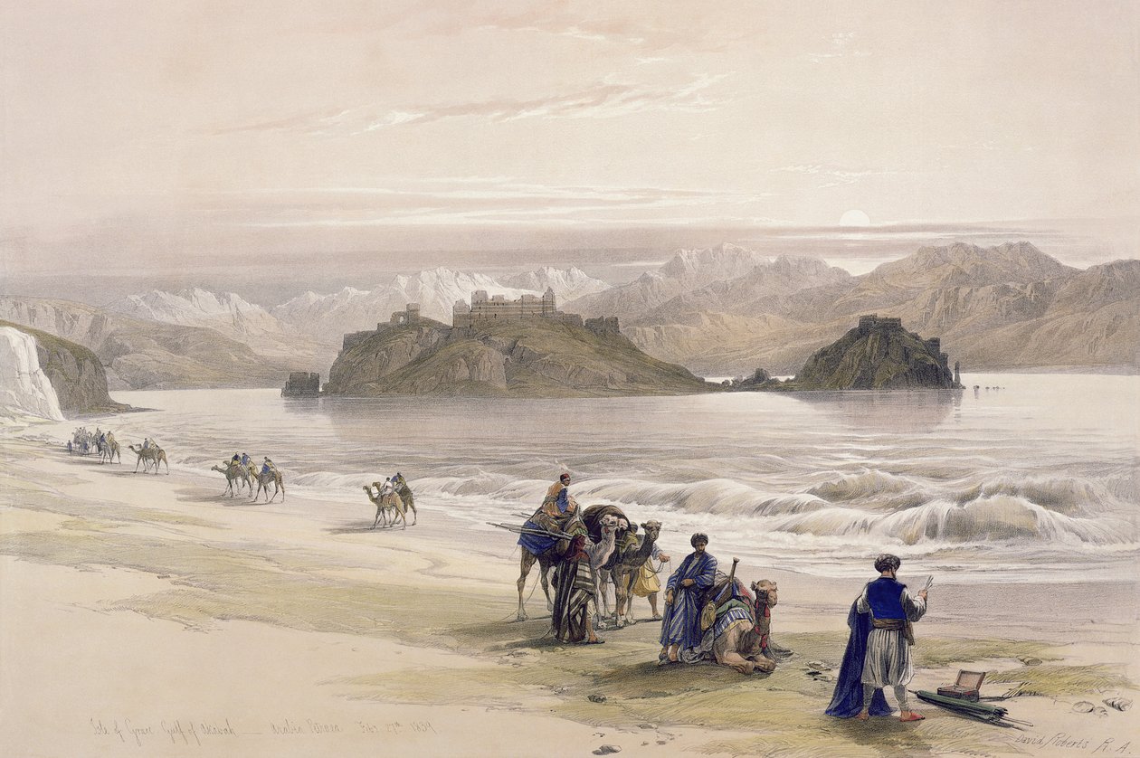 Isle of Graie, Akabah-bugten, Arabien Petraea, 27. februar 1839, plade 108 fra bind III af 