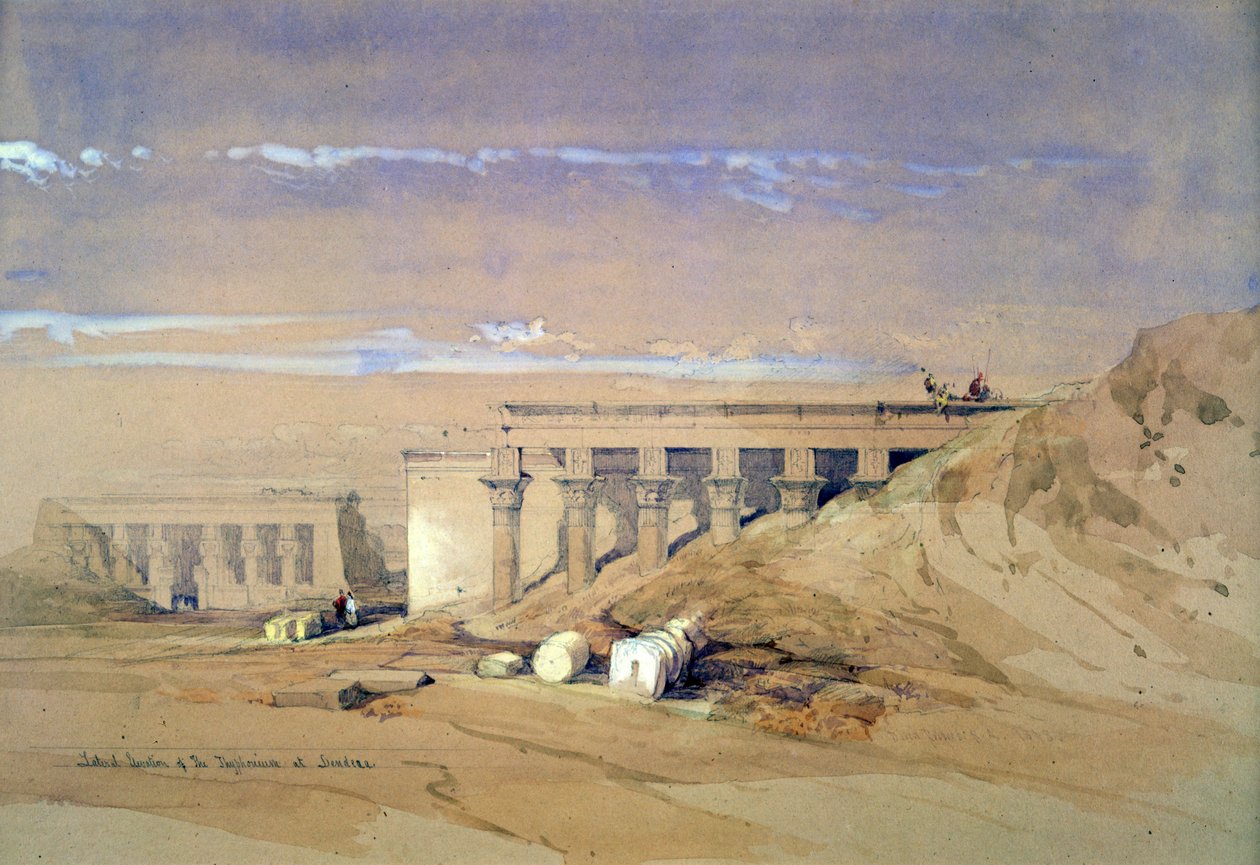 Sidebillede af templet kaldet Typhonaeum i Dendera, Egypten, 1800-tallet af David Roberts